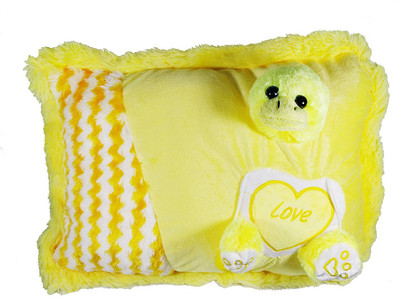 

CREATIVEVILLA CUTE YELLOW STUFFED ANIMAL FACE SOFT TEDDY FUN PILLOW - 35 cm(Multicolor)