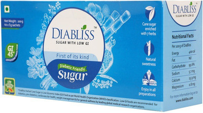 

DiaBliss Herbal Cane Sugar with Low Glycaemic Index (GI) - 40 x 5 Grams Sachet Box - Pack of 10 Sugar(200 g, Pack of 10)