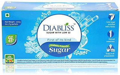 

DiaBliss Diabetic Friendly Herbal Cane Sugar 5 Gms Sachet Pack - 200 Gms(40x5g) - Pack of 5 Combo with Complimentary Air Lock Box Container Sugar(200, Pack of 5)