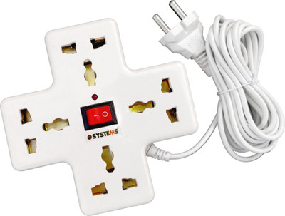 eSYSTEMS Extension Board, Multi Plug Point Strip, Extension Cord 6 Amp 4  Socket Extension Boards(White, 3.6 m)