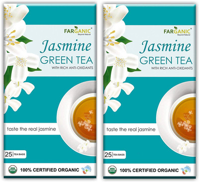 

FARGANIC Combo of 100% Pure Organic Jasmine Green Tea 50 Tea Bags Jasmine Green Tea Bags(50 Bags, Box)