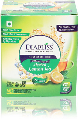 

DiaBliss Lemon Tea Powder made with Low GI Sugar - 100 Grams Sachet Box - Combo Pack of 10 with Complimentary Air Lock Box Container Lemon Tea(100, Box)