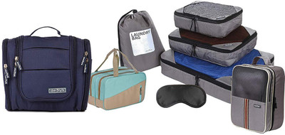 

Uberlyfe Travel Organizer Set - Packing Cubes Travel Organizer Cubes for Clothing/Luggage/with Shoe Bag, Toiletry Bag, Swim Bag and Eye mask(Grey)