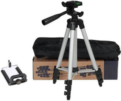 

Shopatrones Tripod-3110 Portable Adjustable Aluminum Lightweight Camera Stand With Three-Dimensional Head & Quick Release Plate Tripod(silver,black, Supports Up to 420 g)