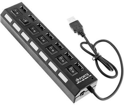 

Ps 7 Port USB Hub with Switch and LED Indicator USB Adapter(Black, White)