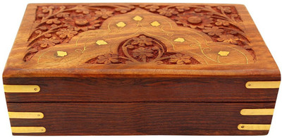 

Sri Balajee Handmade Wooden Jewellery Box for Women Jewel Organizer Hand Carved Carvings Gift Items mlulti purpose Vanity Box(Brown)