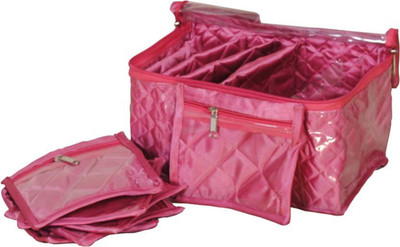 

FUNKROO sales 10 Pocket Designer Satin Multi Jewellery Case Makeup and Jewellery Vanity Box (Pink) keep jewellery/makeup products Vanity Box(Pink)