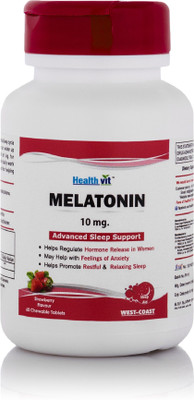 

HealthVit Melatonin 10mg Advanced Sleep Support Strawberry Flavored 60 Chewable Tablets(60 mg)