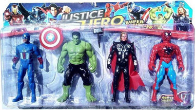 

KENZAI The New Super Heroes Justice Avengers Super Heroes 4 in 1 Action Figure Collectibles Set with projection light - Captain America, Hulk, Iron Man & Thor (Multi color) (Multicolor)(Multicolor)