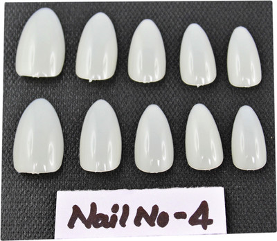 

Ear Lobe & Accessories 10 pcs Almond shaped Nails with Glue(Nail No:4) White(Pack of 10)