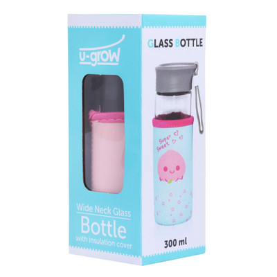 

U-grow PINK WIDE NECK GLASS BOTTLE FOR BABY/KIDS - 300 ml(Pink)