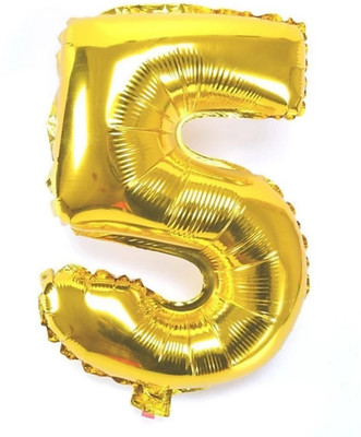 

NST Solid 5 number foil balloon Letter Balloon(Gold, Pack of 1)