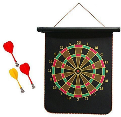 

KT BROTHERS Magnetic Foldable Dart Board with Fabric Double Sided Hanging Rubber Dart Board with 6PCS Dart Flights (17 inch) for Kids and Adults, Gift for Game Room, Office, Man Cave and Home. Board Game