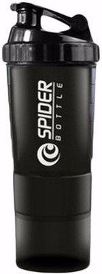 

serveuttam Gym Bottle, Two Components for supplements and Vitamins Folding 500 ml Shaker(Pack of 1, Black), White