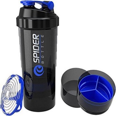spider Smart Blue Gym Protein Shaker with 2 compartments 500 ml Shaker(Pack of 1, Blue, Plastic)
