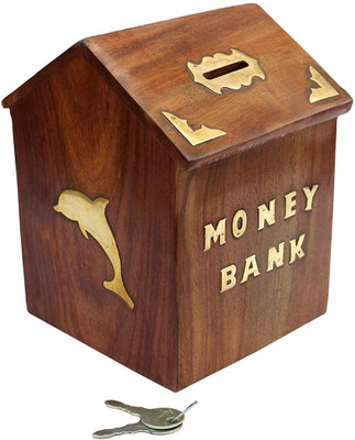 

Sri Balajee Handmade Wooden Money Coin Saving Box - Piggy Bank for Kids - Gifts for Children, Boys, Girls & Adult Coin Bank(Brown)
