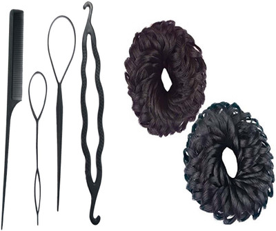 

S R Enterprises diy kit hair accessories comb (pack of 6pcs ) black browen juda set(Set of 6)