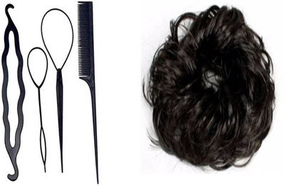 

S R Enterprises Women curly hair bride bun natural black (pack of 5 pcs )(Set of 5)