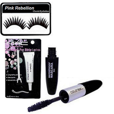 

Pink rebellion Eyelashes & 2 in 1 Eyeliner+Mascara With Eyelashes Glue(Set of 4)