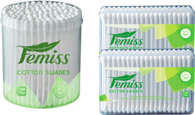 

femiss cotton swabs combo of box and Jar of 200 & 100 sticks(3 Units)