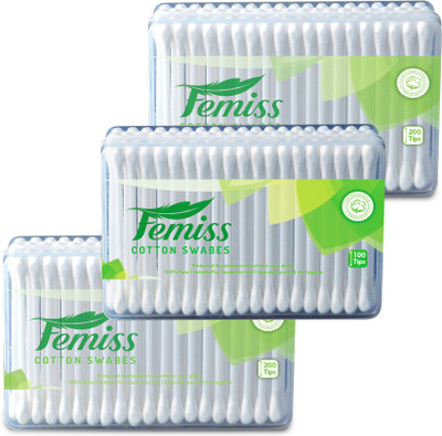 

femiss cotton swabs box of 200 & 100 sticks(3 Units)