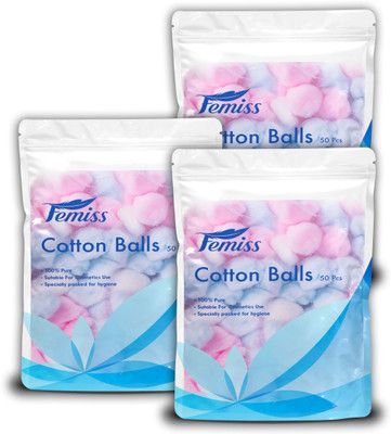 

femiss cotton balls- three packets of 50 pieces(3 Units)
