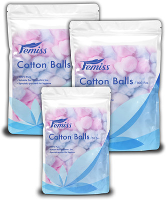 

femiss cotton balls-100, 100, 50 pieces (pack of 3)(3 Units)