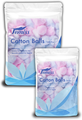 

femiss cotton balls-100 & 50 pieces (pack of 2)(2 Units)
