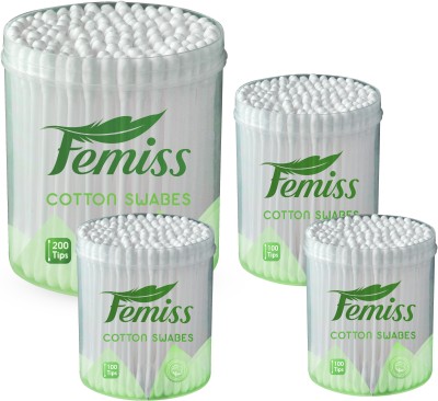 

femiss cotton swabs combo of Jar of 200 &100 sticks (pack of 4)(4 Units)