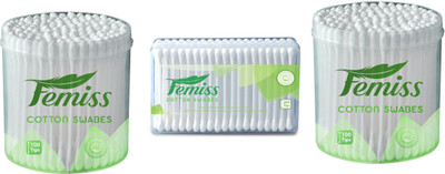 femiss cotton swabs combo of box and Jar of 200 &100 sticks (pack of 3)(3 Units)