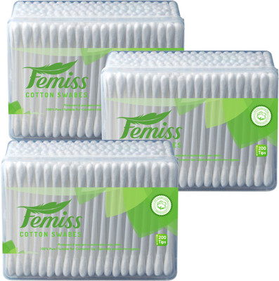 

femiss cotton swabs three box of 200 sticks(3 Units)