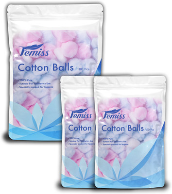 

femiss cotton balls-100 ,50, 50 pieces (pack of 3)(3 Units)