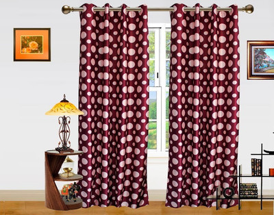 19% OFF on Dekor World 213.36 cm (7 ft) Polyester Door Curtain (Pack Of 2)(Floral, Maroon, Pink)