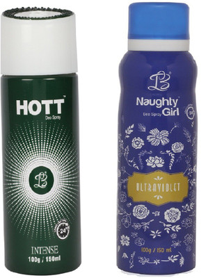 

HOTT Mens INTENSES & ULTRAVOILENT - (Set of 2, No Gas Deodorant for Couple) (150ml each) Body Spray - For Men(150 ml, Pack of 2)