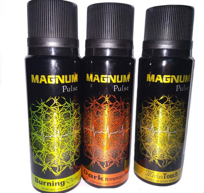 

Magnum Midas Touch, Burning Desire and Dark Temptation with free shipping Body Spray - For Men & Women(100 g, Pack of 3)
