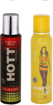 

HOTT Mens SWHITE AMBERGGER & CHROME - (Set of 2, No Gas Deodorant for Couple) (150ml each) Perfume Body Spray - For Men(150 ml, Pack of 2)