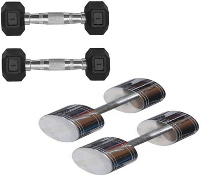 

StepInnStore BEST DUMBBELLS SET 6*KG ( PAIR OF 1*KG HEXA + 2*KG STEEL CHROME ) Fixed Weight Dumbbell(6 kg)