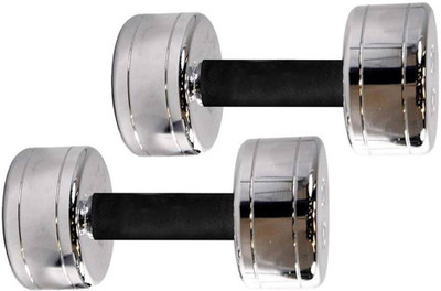 

StepInnStore ''HI-QUALITY'' 10*KG (5*KG EACH) SHINNING STEEL CHROME WITH FOAM HAND GRIP Fixed Weight Dumbbell(10 kg)