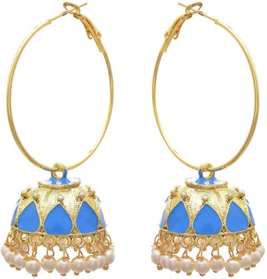JFL Jewellery for Less Traditional Ethnic One Gram Gold Plated Pearls Designer Bali Copper Jhumki Earring