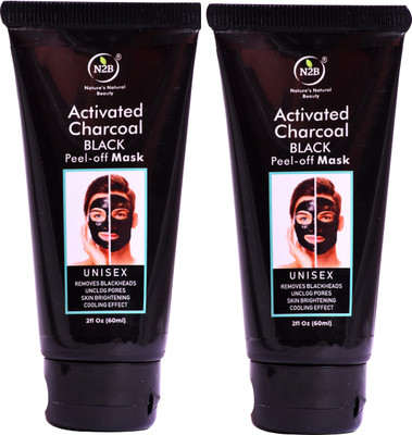 

N2B CHARCOAL PEEL-OFF MASK - REMOVES BLACK HEADS UNLOG PORES SKING BRIGHTENING COOLING EFFECT PACK OF 2 OF 60ml(120 ml)