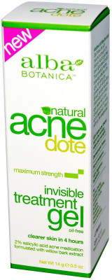 

Alba Botanica Acne Dote, Invisible Treatment Gel, Oil-Free, 0.5 oz (14 g)(14 g)