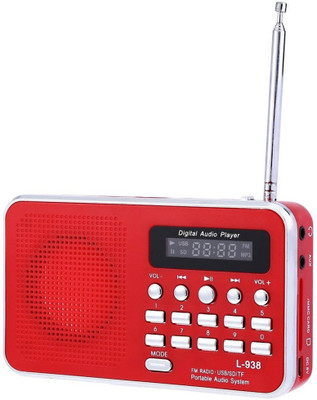 

CRETO L-938 Portable Radio Fm Digital Music Player Input Speaker Support USB pen-drive , aux and memory card FM Radio(Red)
