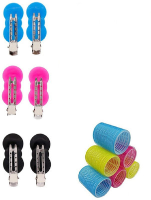 

EKAN Hair Accessories Combo Of No Bend Section Clips With Hair Rollers For Curly Hair Home & Salon Use, 30 Gram, Pack of 1 Hair Accessory Set(Multicolor)