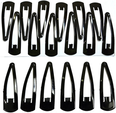 

IDHA Daily Use Black Metal Triangular Tic Tac Hair Clips for Girls and Women (Combo of 6 long & 12 short Clips) Tic Tac Clip(Black)