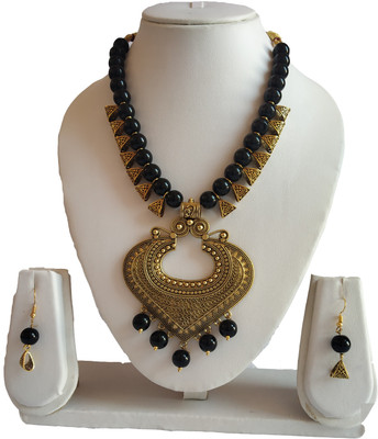 R Art Metal, Alloy Gold-plated Black Jewellery Set(Pack of 1)