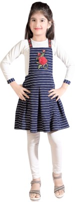 AD & AV Girls Midi/Knee Length Casual Dress(Dark Blue, 3/4 Sleeve)