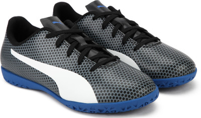 Puma Boys & Girls Lace Football Shoes(Grey, Black white iron gate blue