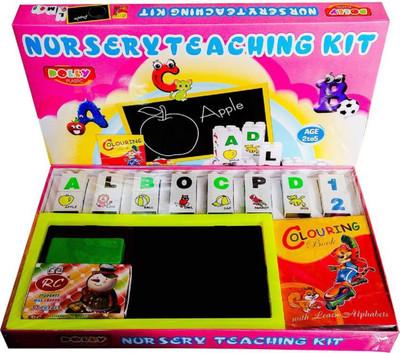 

KENZAI Kids Nursery Teaching Kit with Blocks, Slate, Wax Crayons & Colouring Book (Multicolor)(Kenzai)(Multicolor)
