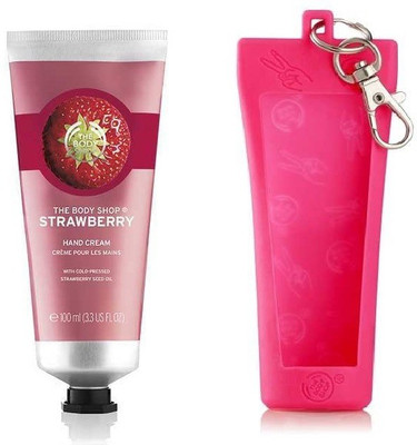 

The Body Shop Strawberry Hand Cream 30ML With Key Ring Hand Cream Holder Pink (Combo)(30)