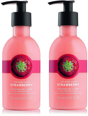 THE BODY SHOP Strawberry Softening Lotion Combo 250Ml+250ML (Pack Of Two)(500)